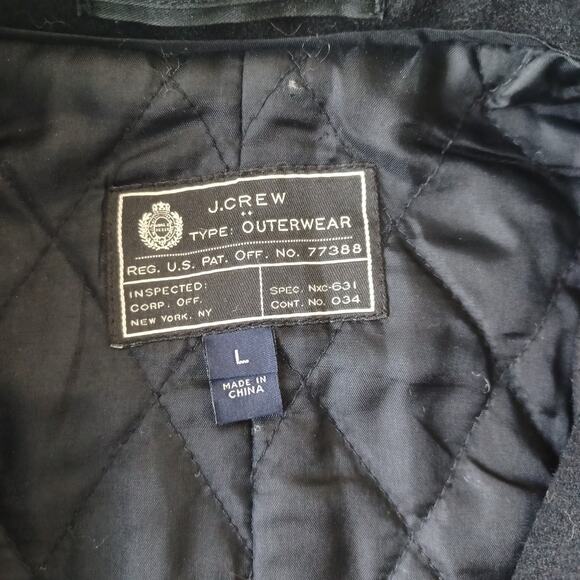 J.Crew Peacoat Mens L Black Wool Blend Military Style Heavyweight Button Front - Picture 3 of 11